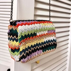 Multicolor Chevron Hand Beaded Sequin Mini Bag Clutch